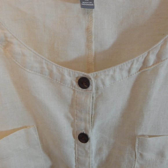 JM Collections 100% Linen Relaxed Button Shirt - Picture 3 of 7